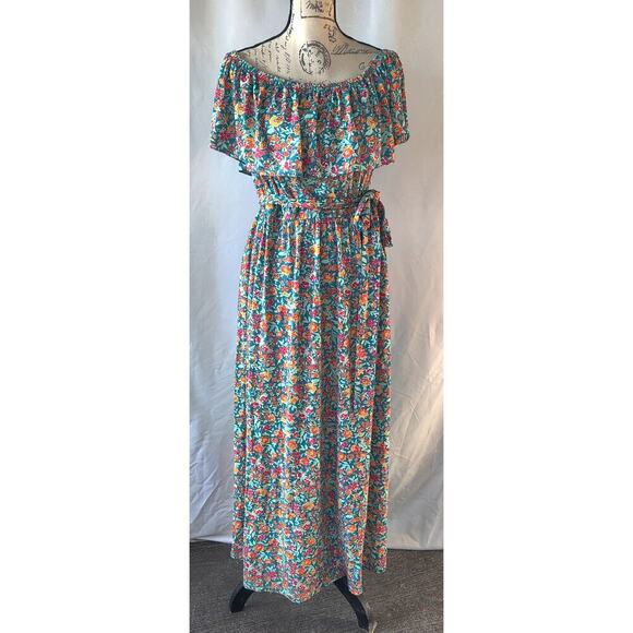 Lane Bryant Floral Convertible Off-The-Shoulder Maxi Dres Multicolor 14/16 - Picture 3 of 10